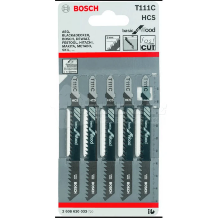 Bosch T111C Basic for Wood Jigsaw Blades 100 mm - Pack of 5
