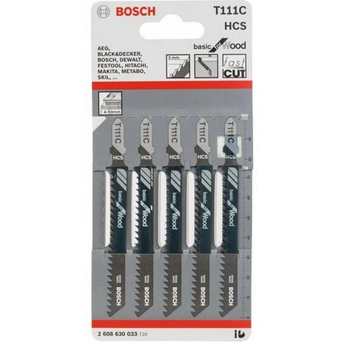 Bosch T111C Basic for Wood Jigsaw Blades 100 mm - Pack of 5