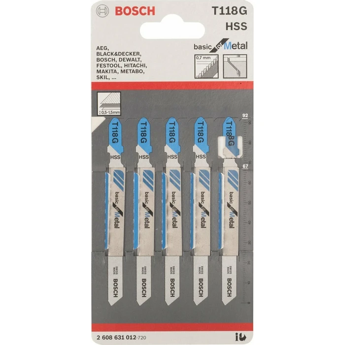 Bosch T118G Basic for Metal Jigsaw Blades 50 mm, 5 pcs