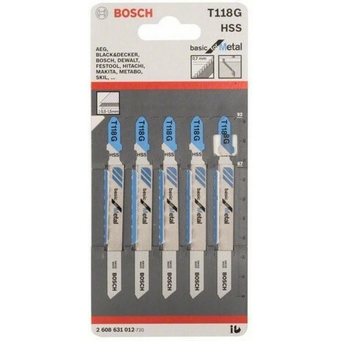 Bosch T118G Λάμες Basic για Μέταλλο 50 mm - 5 τεμ.