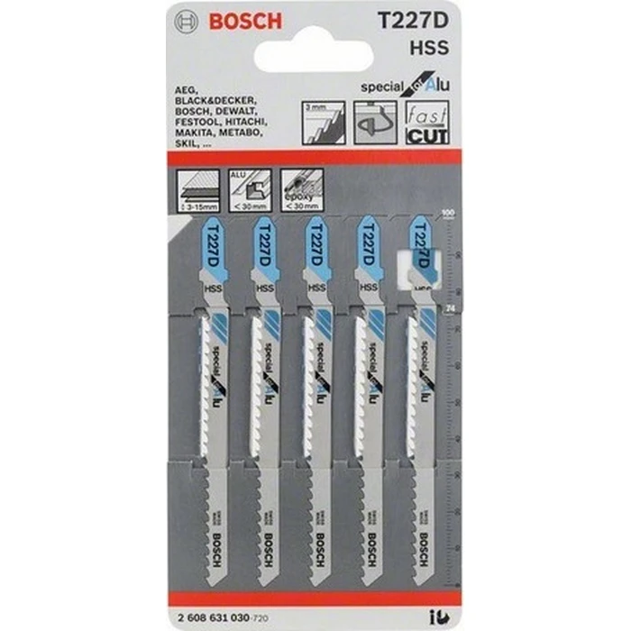 Bosch T227D Special for Alu Jigsaw Blades for Metal 75mm (5 pcs)
