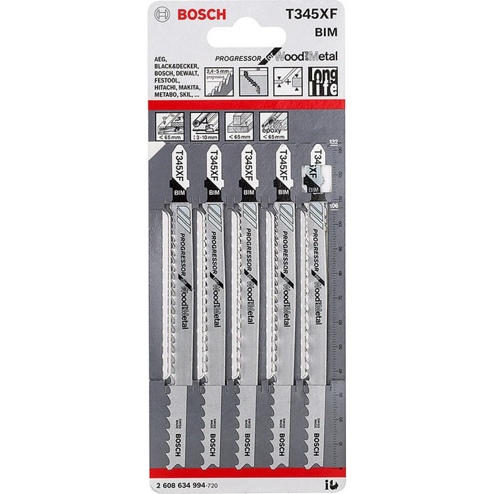 Bosch T345XF Λάμες Progressor για Μέταλλο και Ξύλο 105mm 5 τεμάχια