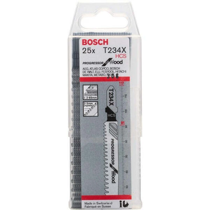 Λεπίδες σέγας Bosch T 234 X Progressor για ξύλο, 117 mm (25 τεμ.)