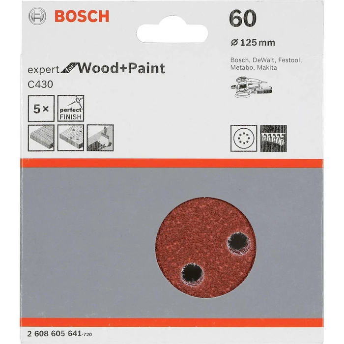 Bosch Πέλμα Τριβής C 430 D125MM Wood Grit 60 5 τεμ.