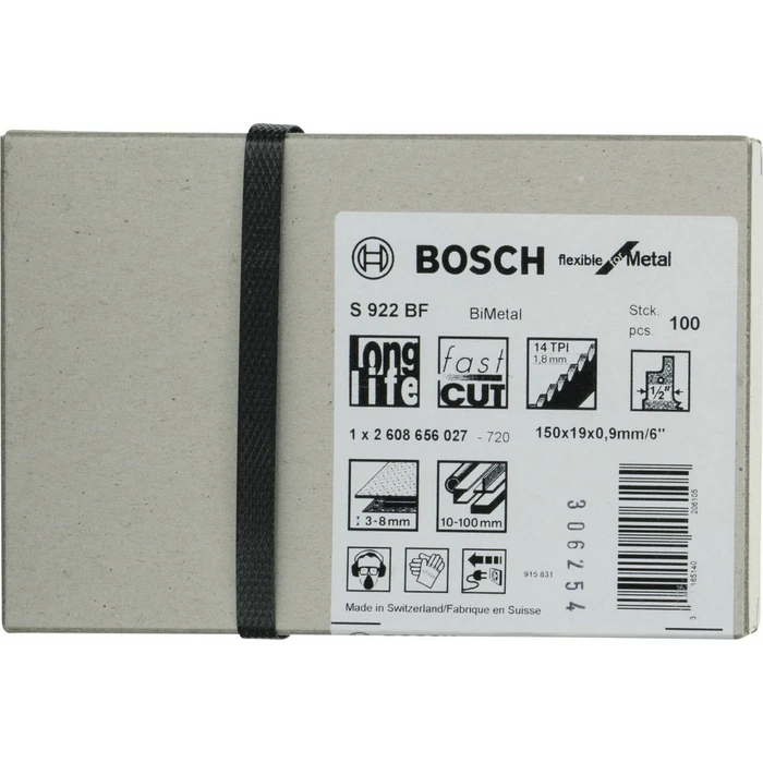 Bosch S 922 BF Sabre (Reciprocating) Saw Blades for Metal, 100 mm, 100 pcs