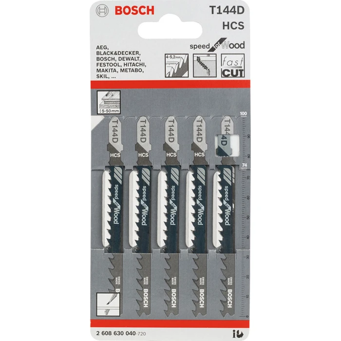 Bosch T344D Λάμες σέγας HCS Speed for Wood 100mm (5 τεμάχια)