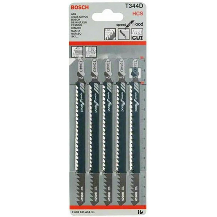 Bosch T344D Speed for Wood HCS Jigsaw Blades 100mm (5 pcs)