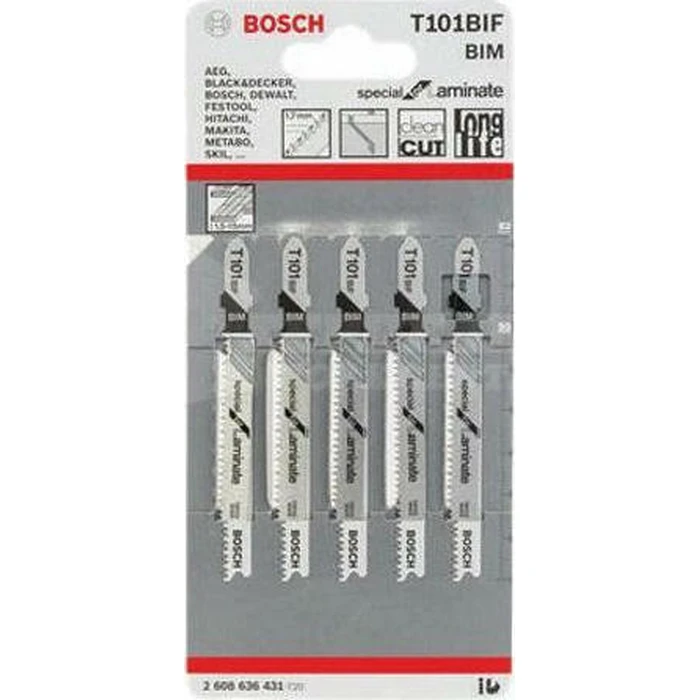 Bosch T101B Λάμες πριονιού (T-shank) για Λάμινεϊτ / Ξύλο 83mm, 5 τμχ