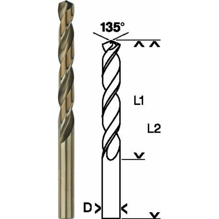 Bosch Cobalt Drill Bit for Metal, 9.5 mm, Cylindrical Shank, 13x81 mm, Model 2608585863