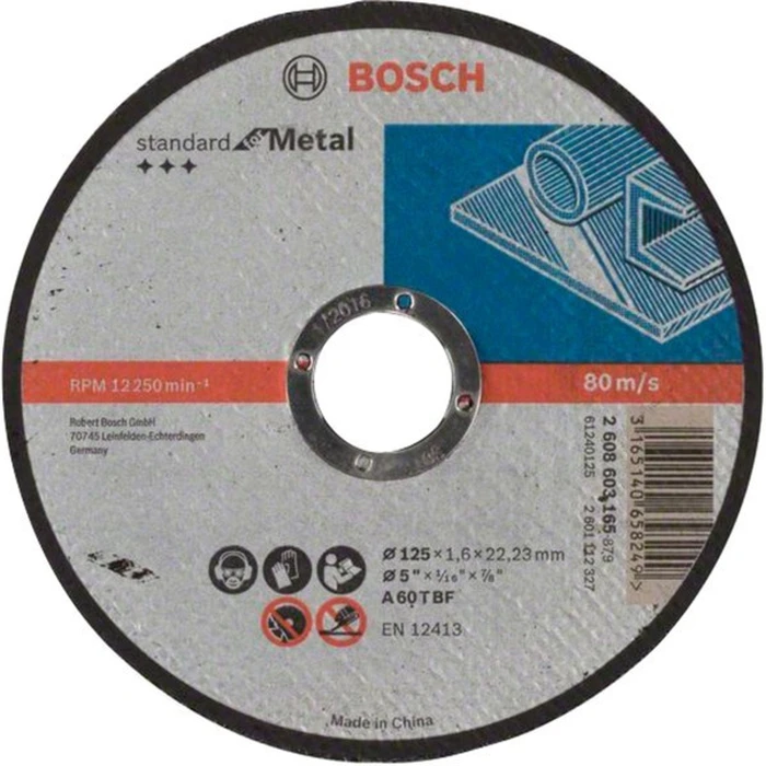 Bosch Standard Δίσκος Κοπής Μετάλλου (Inox) 125mm, 60 δόντια - 2608603165