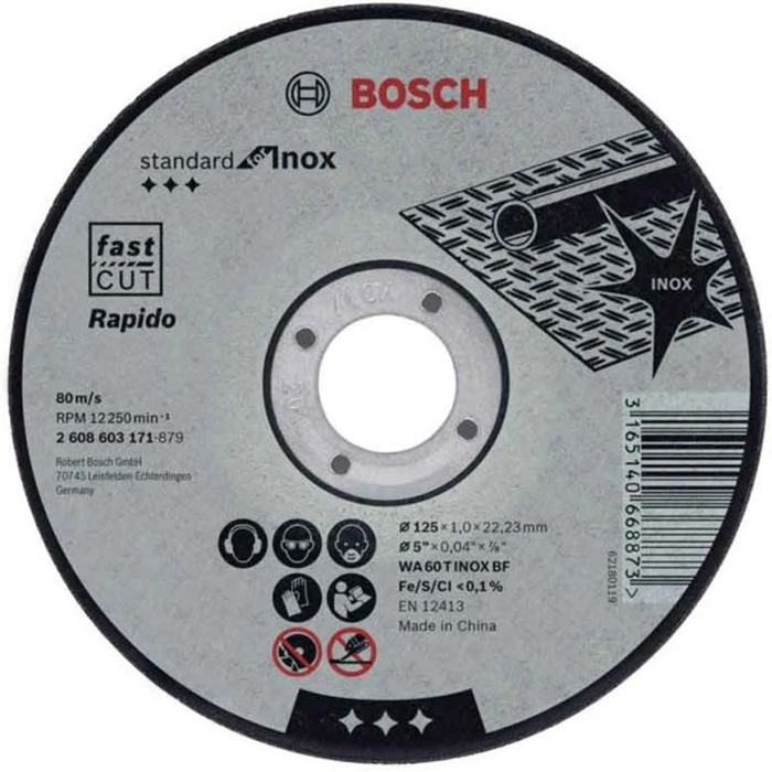 Bosch Metal Cutting Disc Standard for Inox Rapido 125 x 22.23mm - 2608603171
