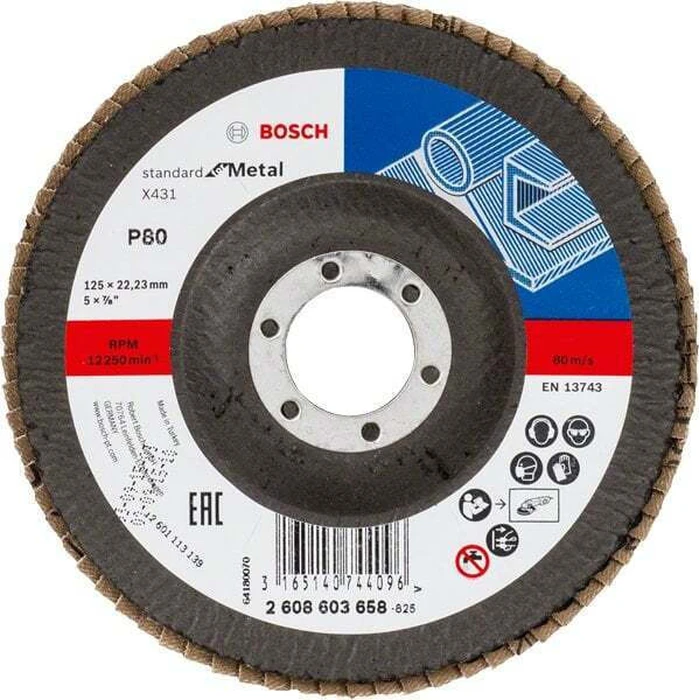 Bosch δίσκος λείανσης flap 125 mm X431 P80 κυρτός - για μέταλλο