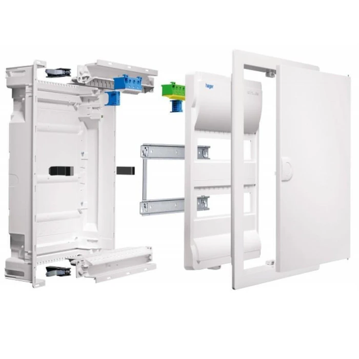 Hager Volta Flush-Mounted Electrical Distribution Board, 3 Rows, 12 Modules, VU36AT