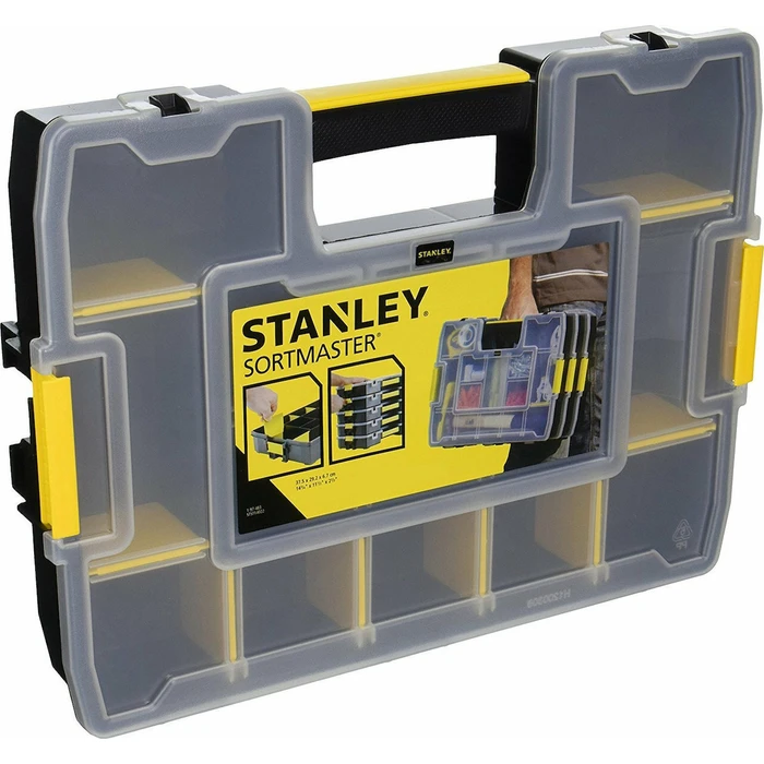 Stanley SortMaster Ταμπακιέρες Εργαλείων 10 Θέσεων με Ρυθμιζόμενα Χωρίσματα Μαύρες 29x21x6 εκ. (2 τεμ.)