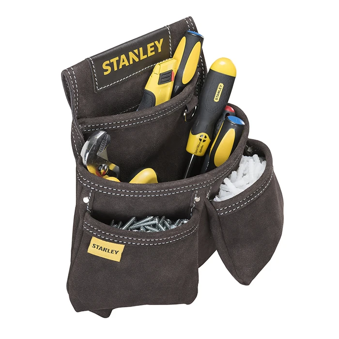 Stanley Leather 4-Pocket Waist Tool Pouch with Hammer Holder STST1-80116