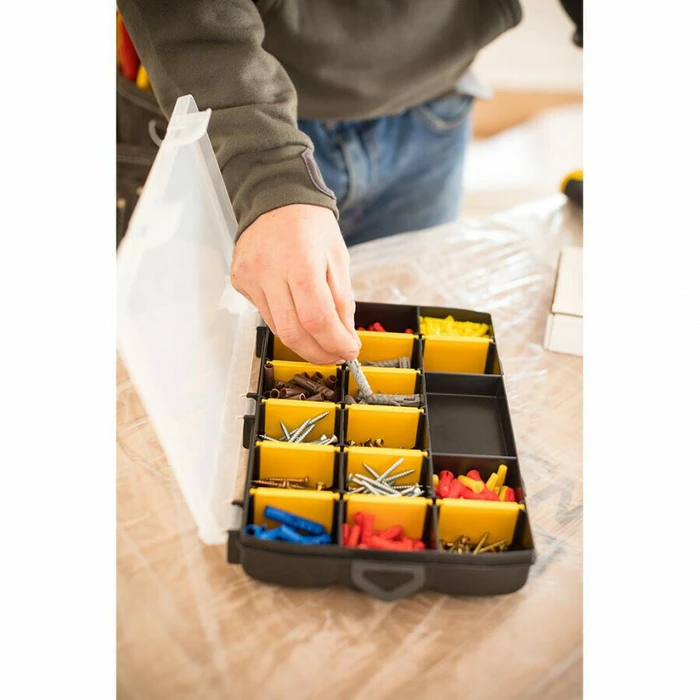Stanley 17-Slot Tool Tray with Adjustable Dividers, Black, 27 x 19 x 4.6 cm (STST81680-1)