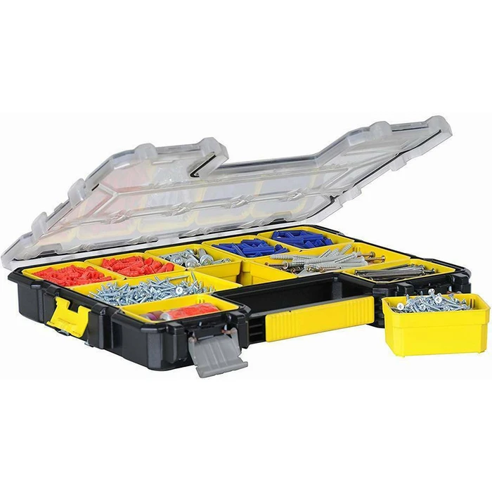 Stanley FatMax Tool Organizer / Toolbox - 10 Compartments with Removable Boxes, Yellow, 44.6 x 35.6 x 7.5 cm (Model 1-97-519, SKU S1-97-519)