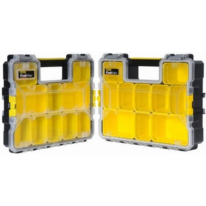 Stanley FatMax Tool Organizer / Toolbox - 10 Compartments with Removable Boxes, Yellow, 44.6 x 35.6 x 7.5 cm (Model 1-97-519, SKU S1-97-519)