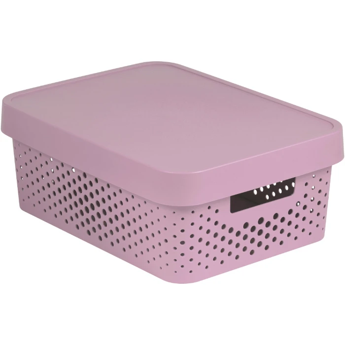 Curver Infinity Dots Plastic Storage Box with Lid, Pink, 36 x 27 x 14 cm