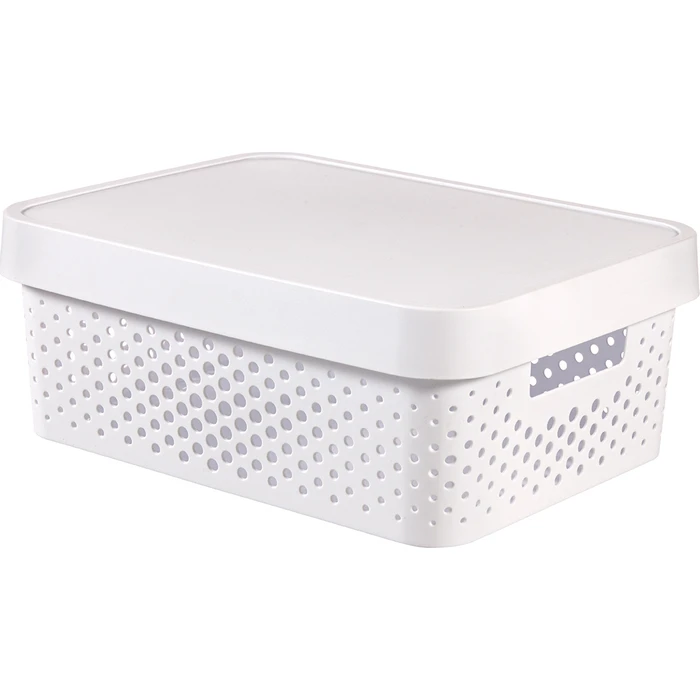 Curver Infinity Dots Πλαστικό Κουτί Αποθήκευσης με Καπάκι 11L - Λευκό (36x27x14 cm)