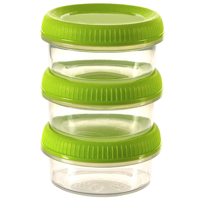Food Containers 3pcs Sauce Cups Round 3x0.08L Ø7x10cm Light Green - Curver