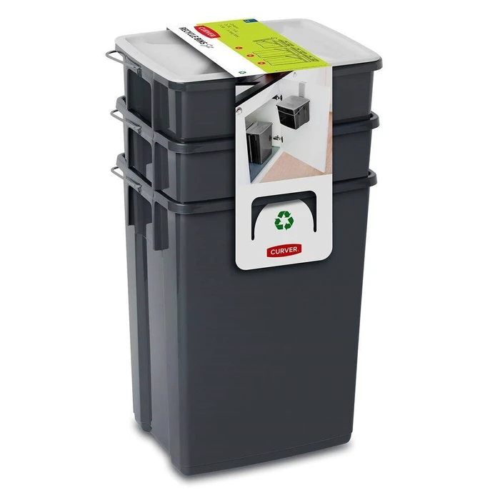 Curver Σετ Κάδοι Απορριμμάτων Ανακύκλωσης 10L+6L Μαύρο (245948)
