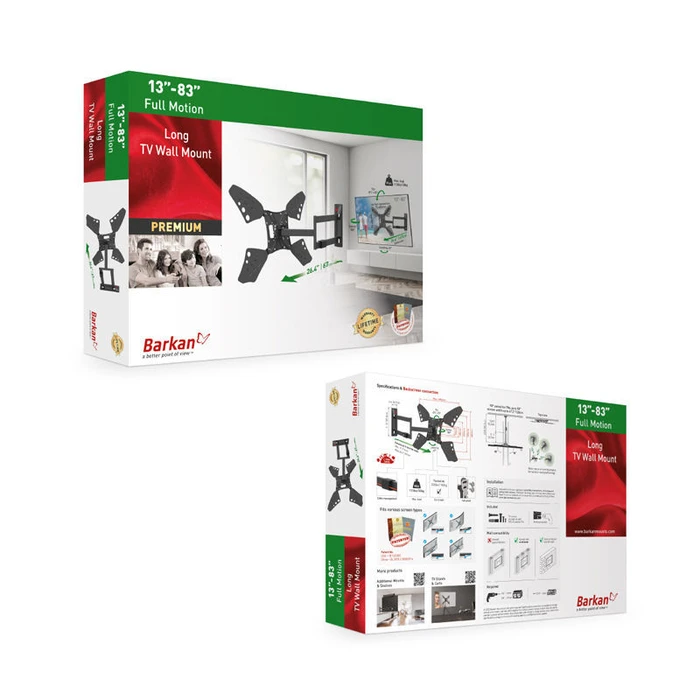 Βάση Τηλεόρασης Τοίχου Barkan 3400L.B 13" - 83" με Βραχίονα και Κλίση