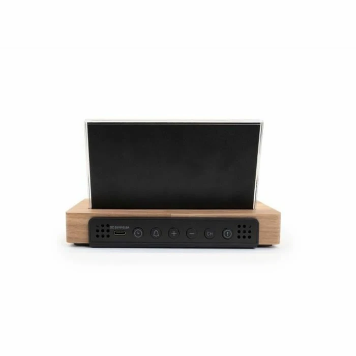 THOMSON Alarm Clock (Analog Hands) with Wood Finish, Radio and Wireless Sensor — CT600 (Brown)