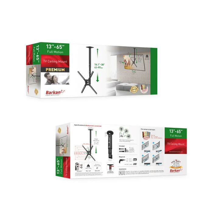 Βάση Τηλεόρασης Οροφής Barkan 3500B.B 13" - 65" Τηλεσκοπική