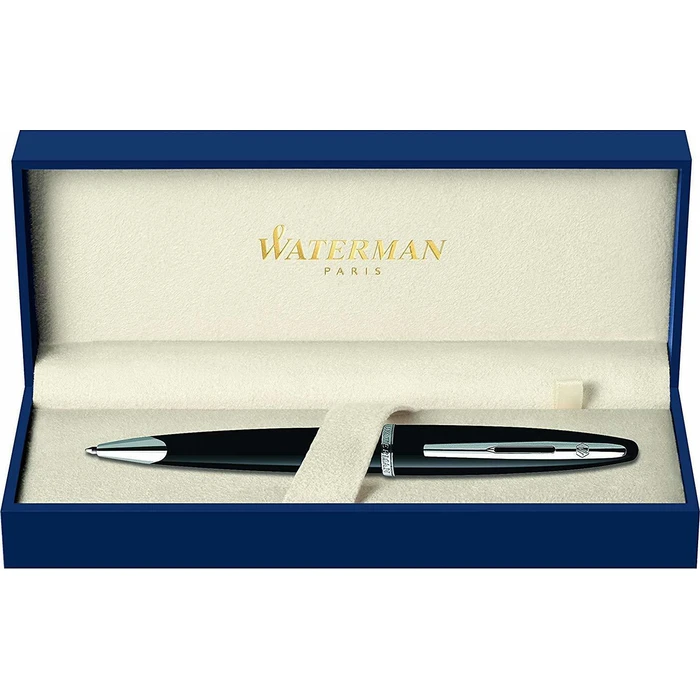 WATERMAN Carène Lacquer Ballpoint Pen - Black Lacquer, Medium Tip (M), Blue Ink, Gift Box