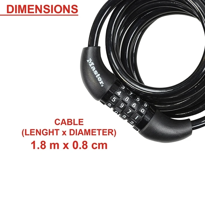 Master Lock Coiled Cord 180cm 8221EURDPRO