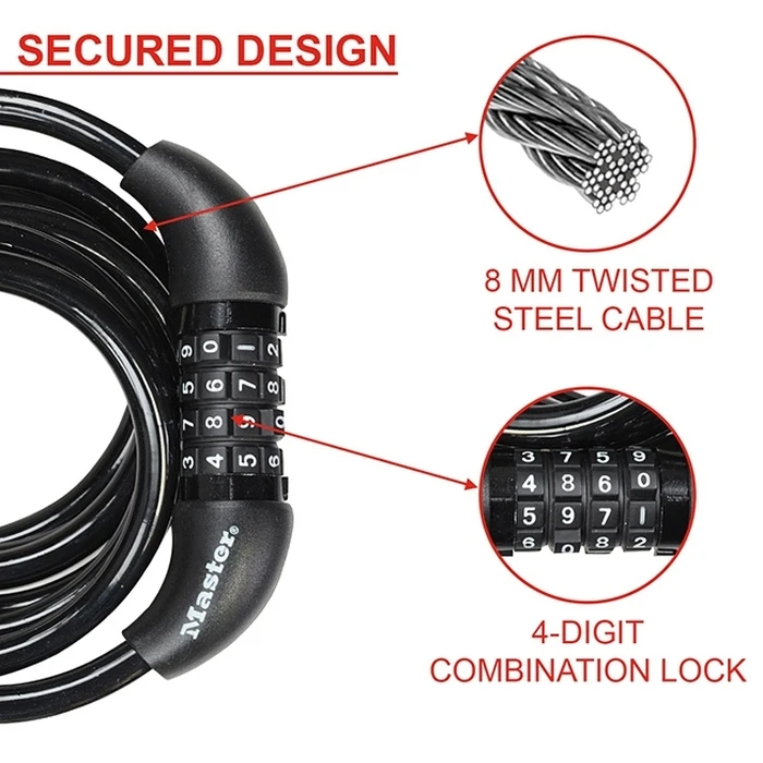 Master Lock Coiled Cord 180cm 8221EURDPRO