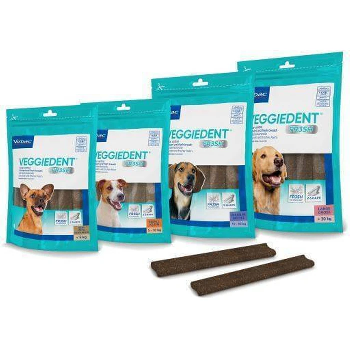 Virbac Veggiedent Fresh Dental Treats for Dogs – Tartar & Plaque Control, 456 g (15 pcs)