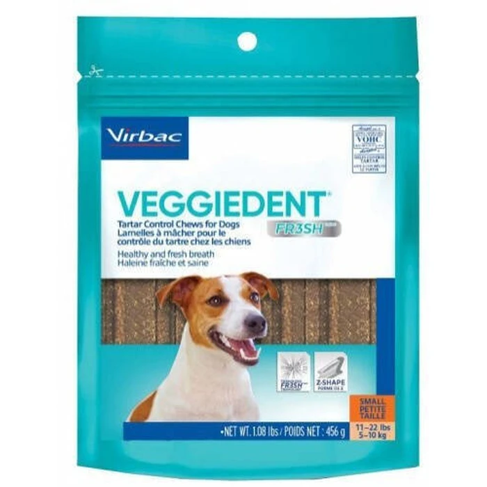 Virbac Veggiedent Fresh Dental Treats for Dogs – Tartar & Plaque Control, 456 g (15 pcs)