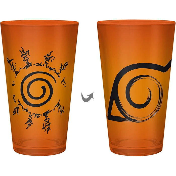 Abysse Naruto Konoha & Sea Symbol Glass Tumbler Orange 400ml ABYVER137