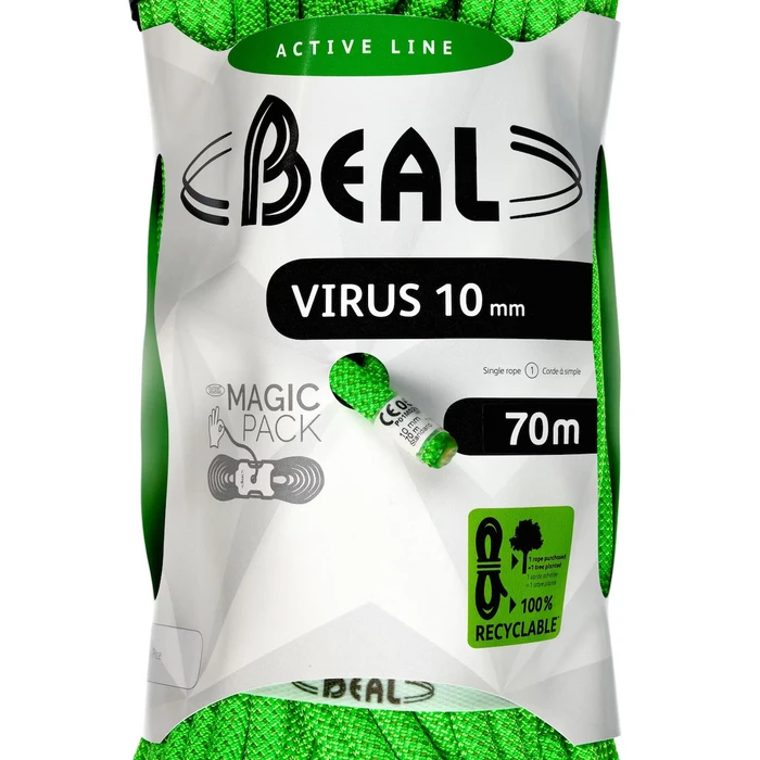 Beal Virus Standard Δυναμικό Σχοινί Ορειβασίας 10 mm, 70 m, Πράσινο