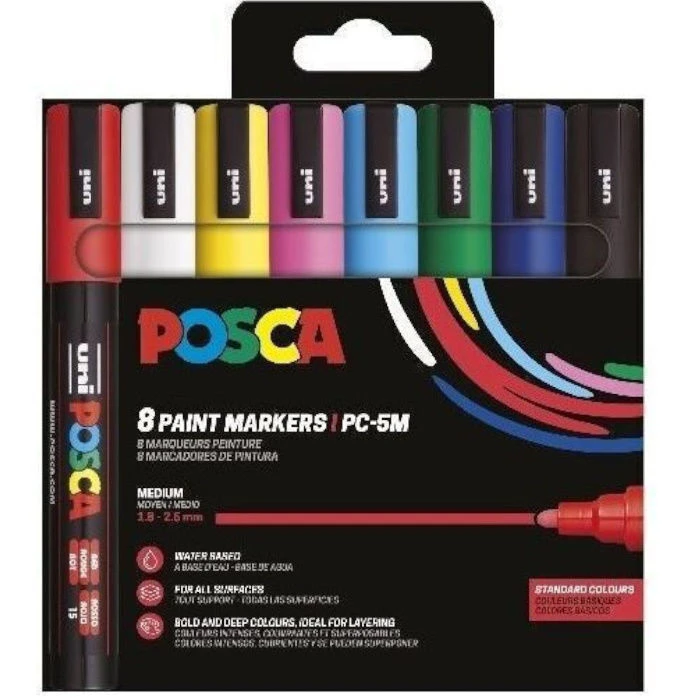 Σετ Μαρκαδόρων POSCA PC-5M 8τμχ Basic