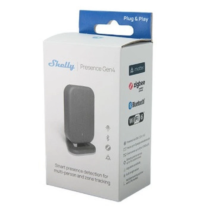 Shelly Presence Sensor Gen4 Black - Plug & Play Presence Sensor Wi‑Fi 6 / Matter / Zigbee / Bluetooth