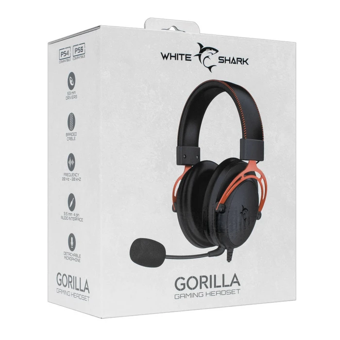 Gaming Headset White Shark GH-2341 Gorilla Black Red