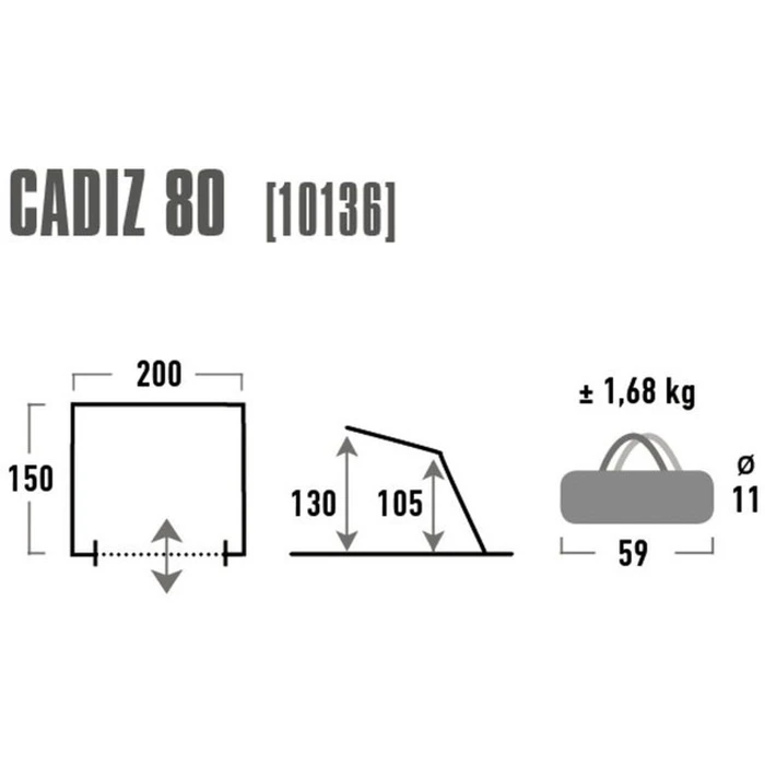 High Peak Cadiz 80 2 Άτομα Γκρι