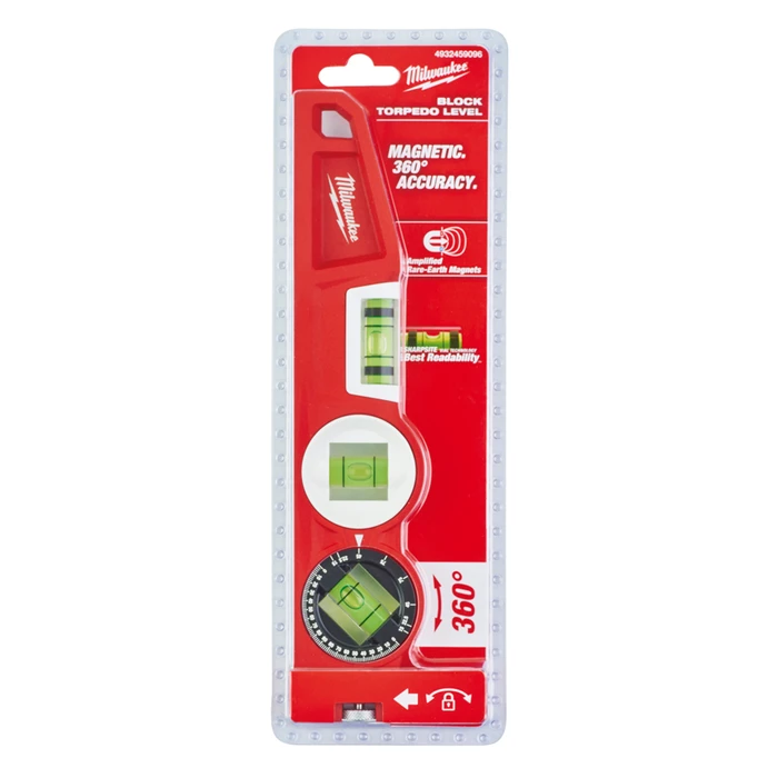 Milwaukee Torpedo Aluminum Magnetic Spirit Level 25 cm, 3 Vials