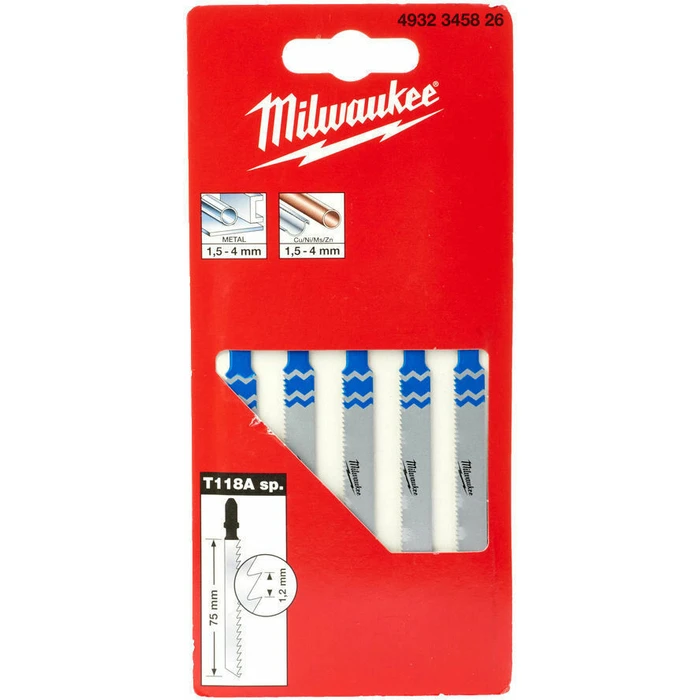 Milwaukee T118A Metal Jigsaw Blades 75mm, 5 pcs