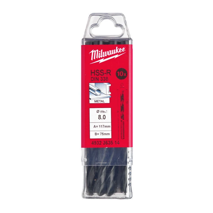 Milwaukee Set 10 HSS Diamond Drill Bits with Cylindrical Shank for Metal - 4932363514