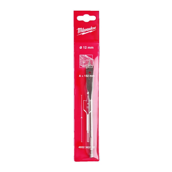 Milwaukee Spade (Feather) Drill Bit with Cylindrical Shank for Wood 12x152 mm - 4932363132