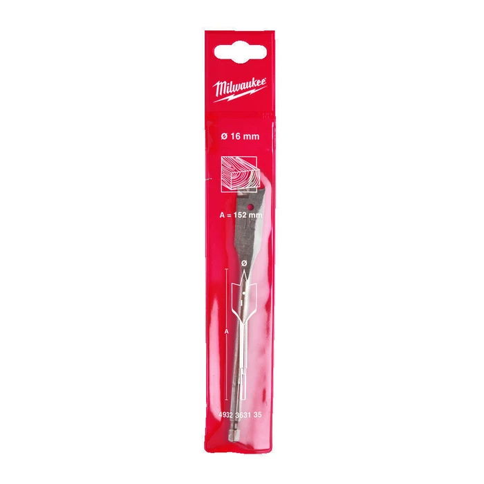 Milwaukee 16x160mm Wood Spade/Auger Drill Bit with Hex Shank