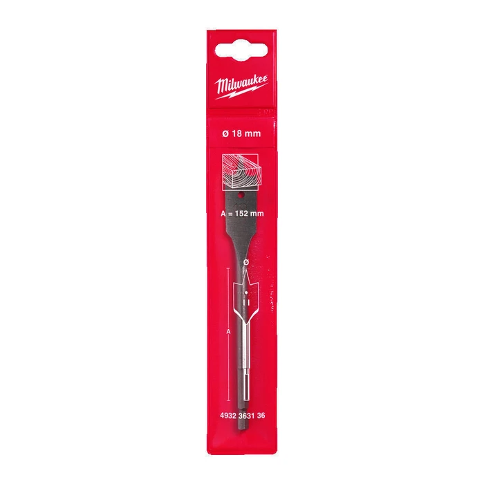 Milwaukee Spade (Flat) Bit with Hex Shank for Wood 18 x 160 mm - 4932363136