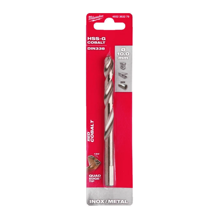 Milwaukee HSS Ground Cobalt Drill Bit 10 mm with Cylindrical Shank (4932363279)