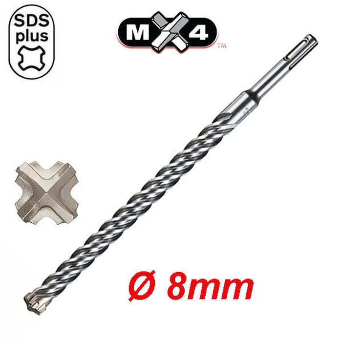Milwaukee 4-Cutter SDS Plus Masonry Drill Bit 8 x 165 mm (4932352022)