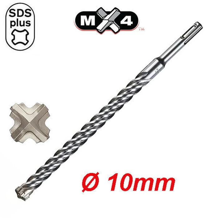 Milwaukee 4‑Cutter SDS Plus Masonry Drill Bit 10 x 455 mm (4932352030)