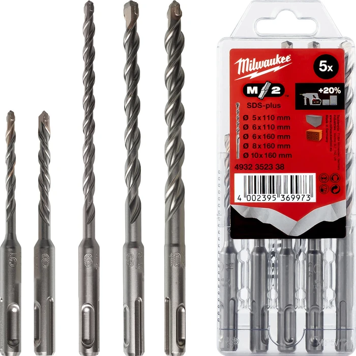 Milwaukee Σετ 5 Τρυπάνια SDS Plus για Δομικά Υλικά – 4932352338